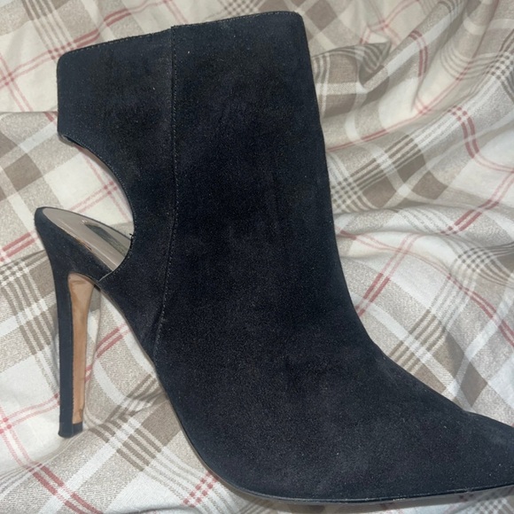 Zara Shoes - Zara Black Suede Pointed Stiletto Cutout Booties